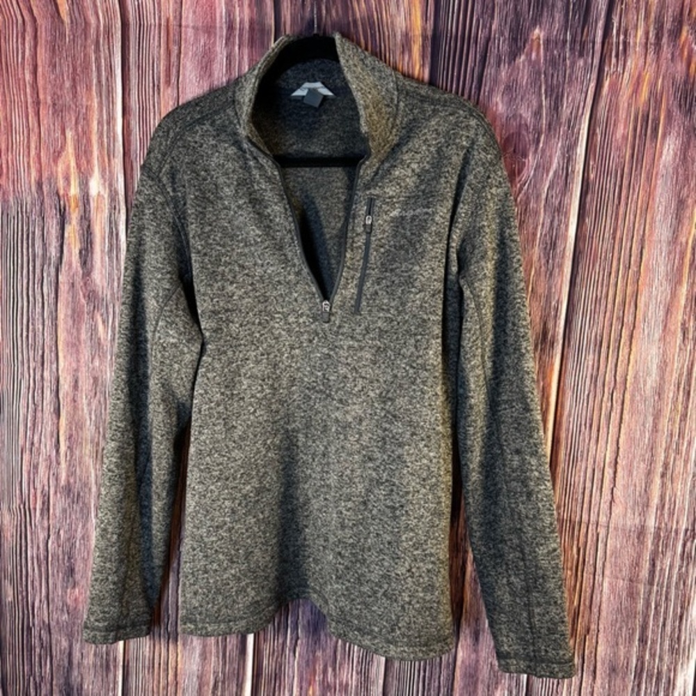 Eddie Bauer Gray Zip Up Sweater Classic Knit Size L